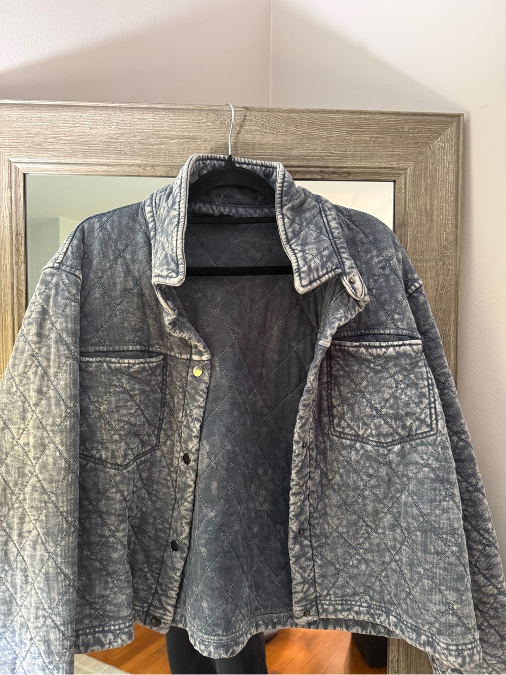 Quilted Washed Denim Jacket - Faded Style Size XL - Picture 2 of 4